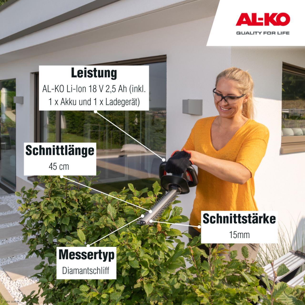 AL-KO aku škare za živicu HT 1845 set 2,5Ah + punjač - Slika 5