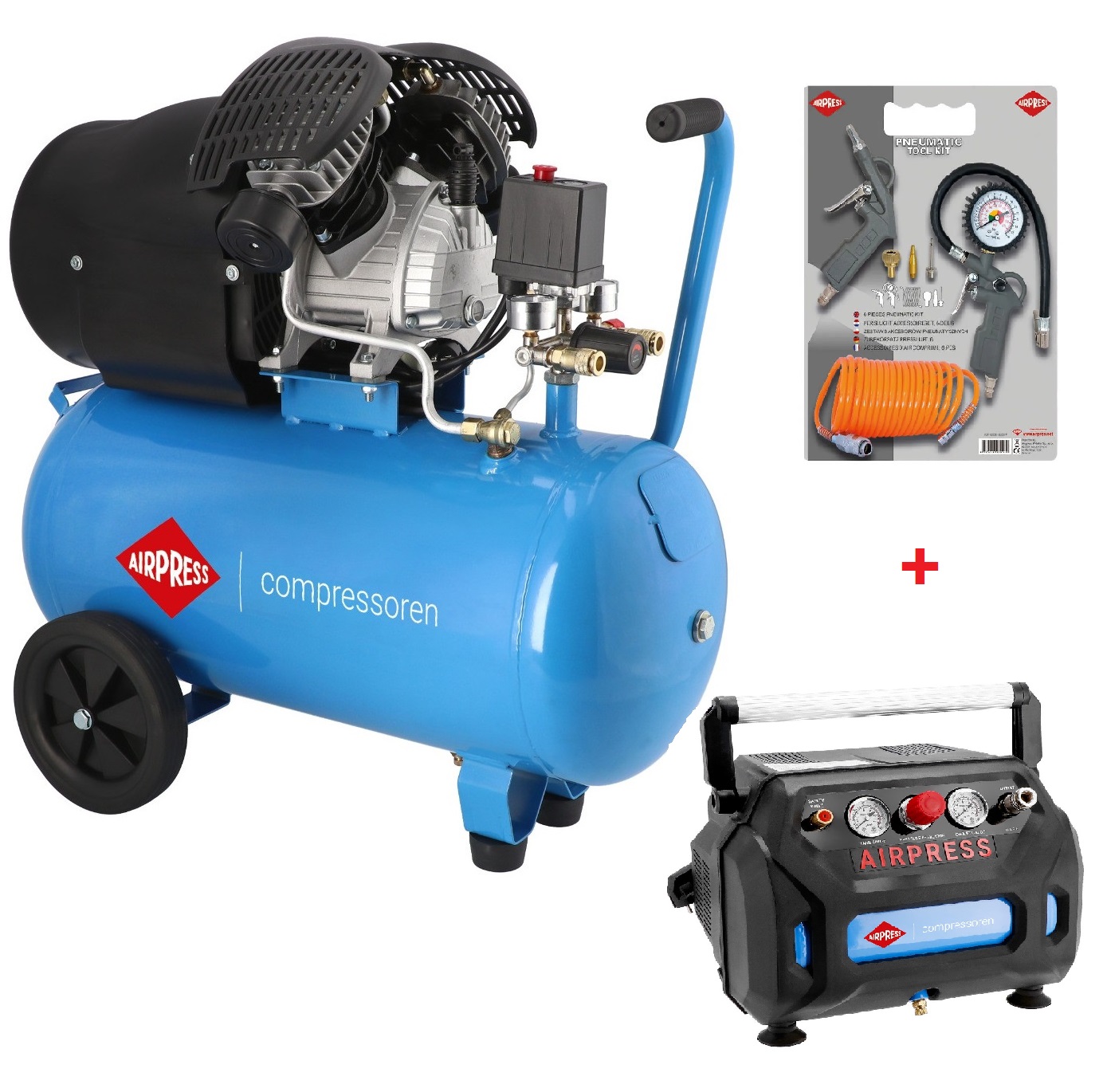 Airpress dvoklipni kompresor HL 425-50, 50L, 8 bara, 3 KS/2,2 kW + GRATIS KOMPRESOR 6 LIT.