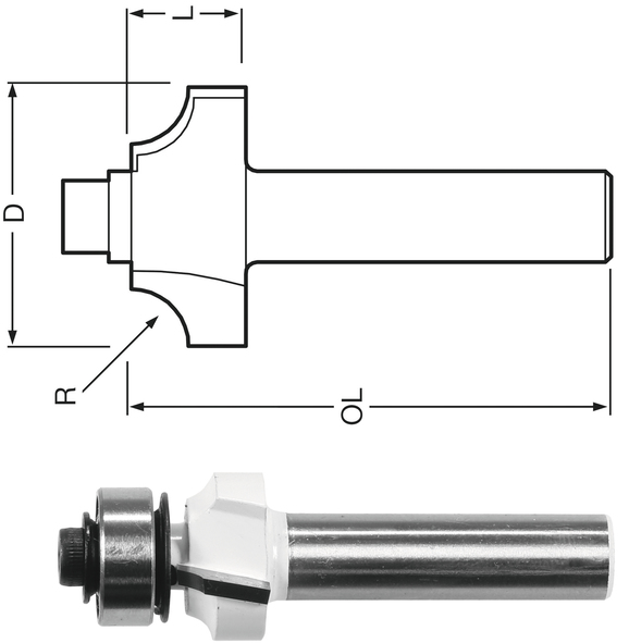 Makita glodalo s ležajem 25,4x13,5x56,5 prihvat 8mm D-48387 - Slika 2