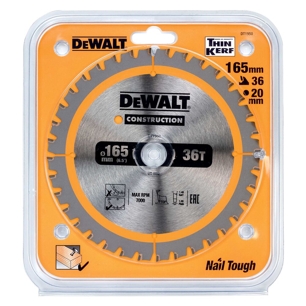 DeWalt list kružne pile 165x20 36Z DT1950 za drvo - Slika 2