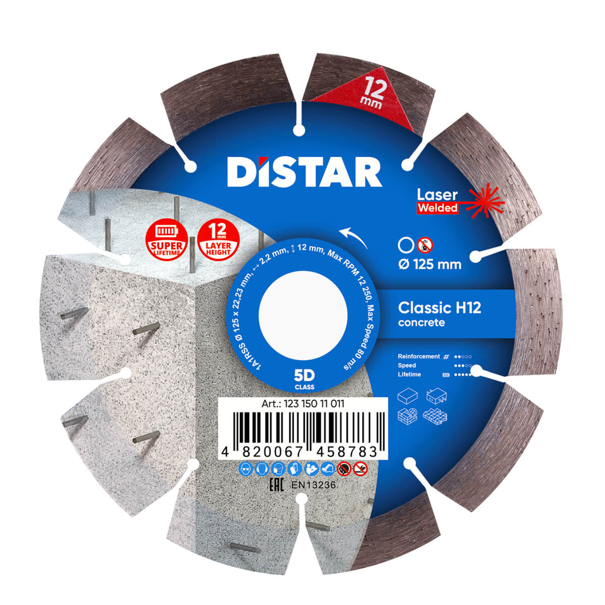 Distar rezna ploča CLASSIC H12 za ojačani beton 125x1,2mm