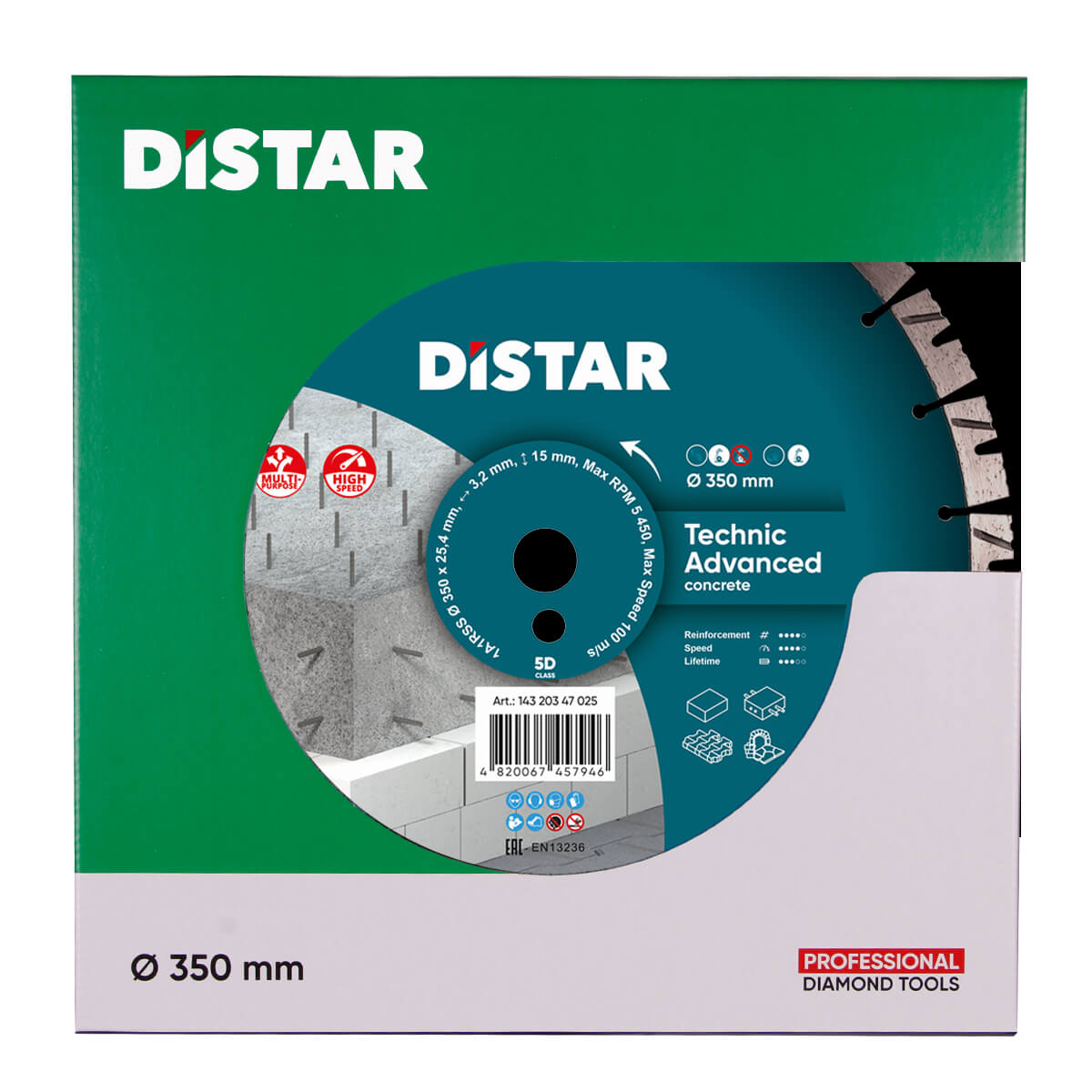 Distar rezna ploča za beton i kamen Technic Advanced 350mm 3,5mm prihvat 25,4mm - Slika 3