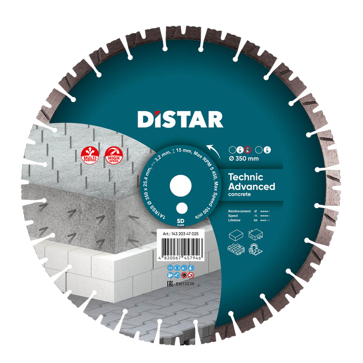 Distar rezna ploča za beton i kamen Technic Advanced 350mm 3,5mm prihvat 25,4mm