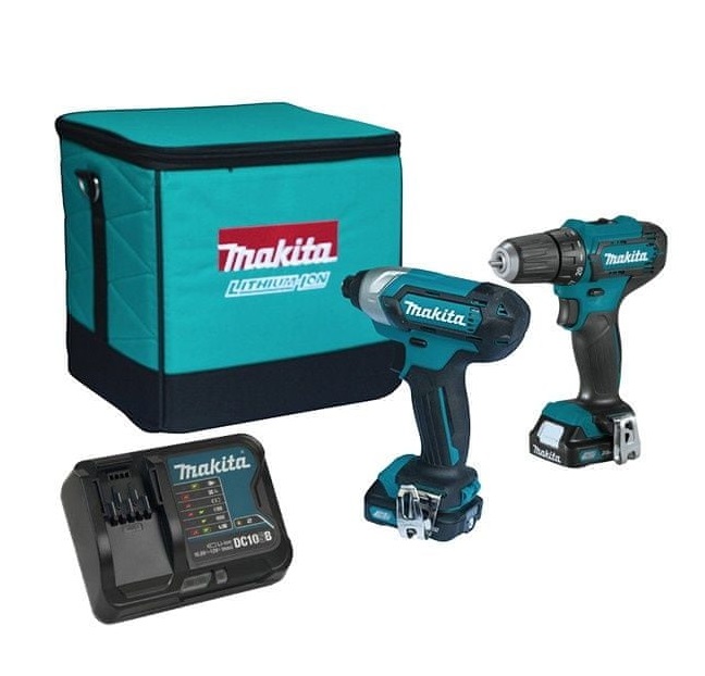 Makita aku set (DF333D, TD110D, DC10SB, 2,0Ahx2) CLX224SA