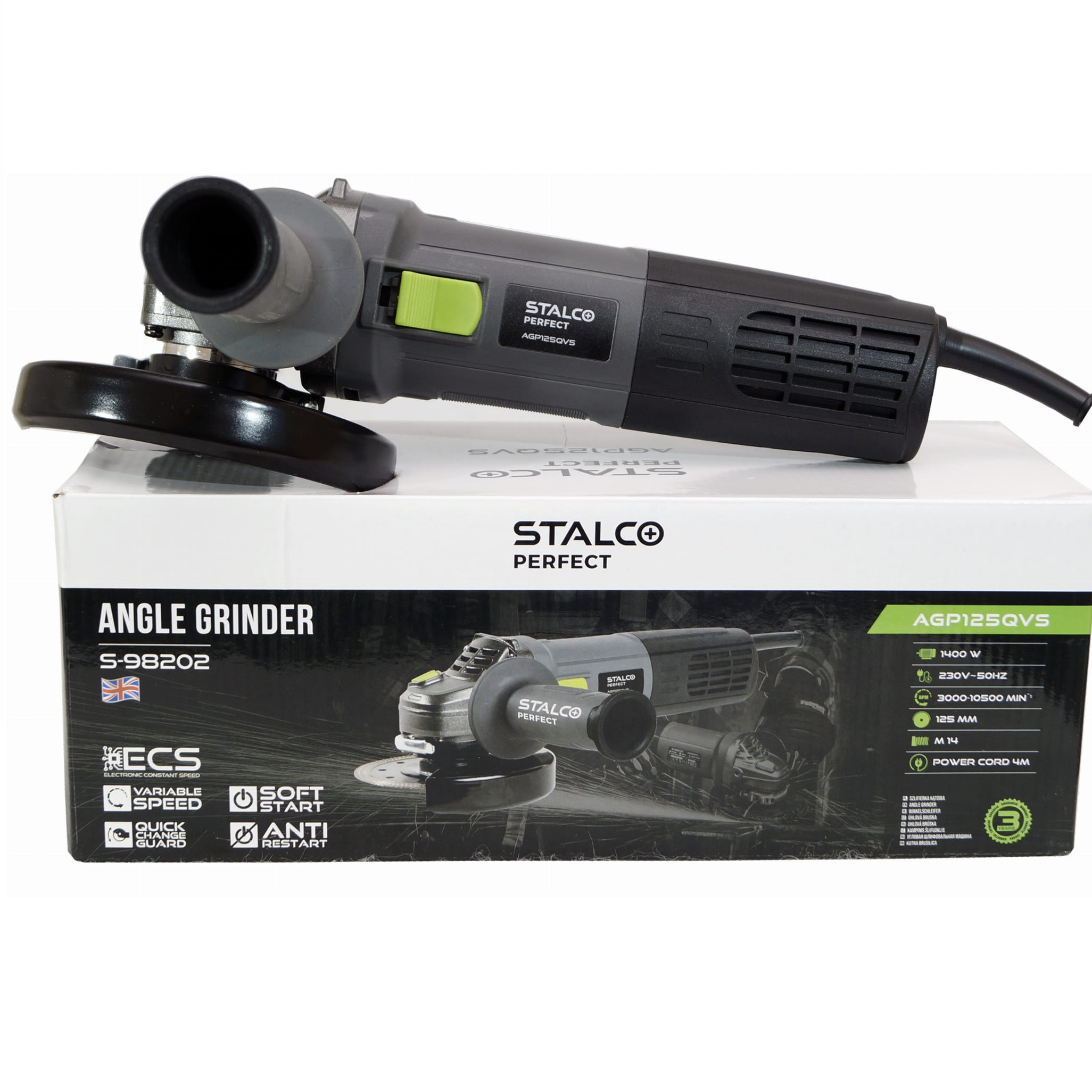 Stalco perfect kutna brusilica 125mm 1400w AG125QVS 98202 - Slika 3