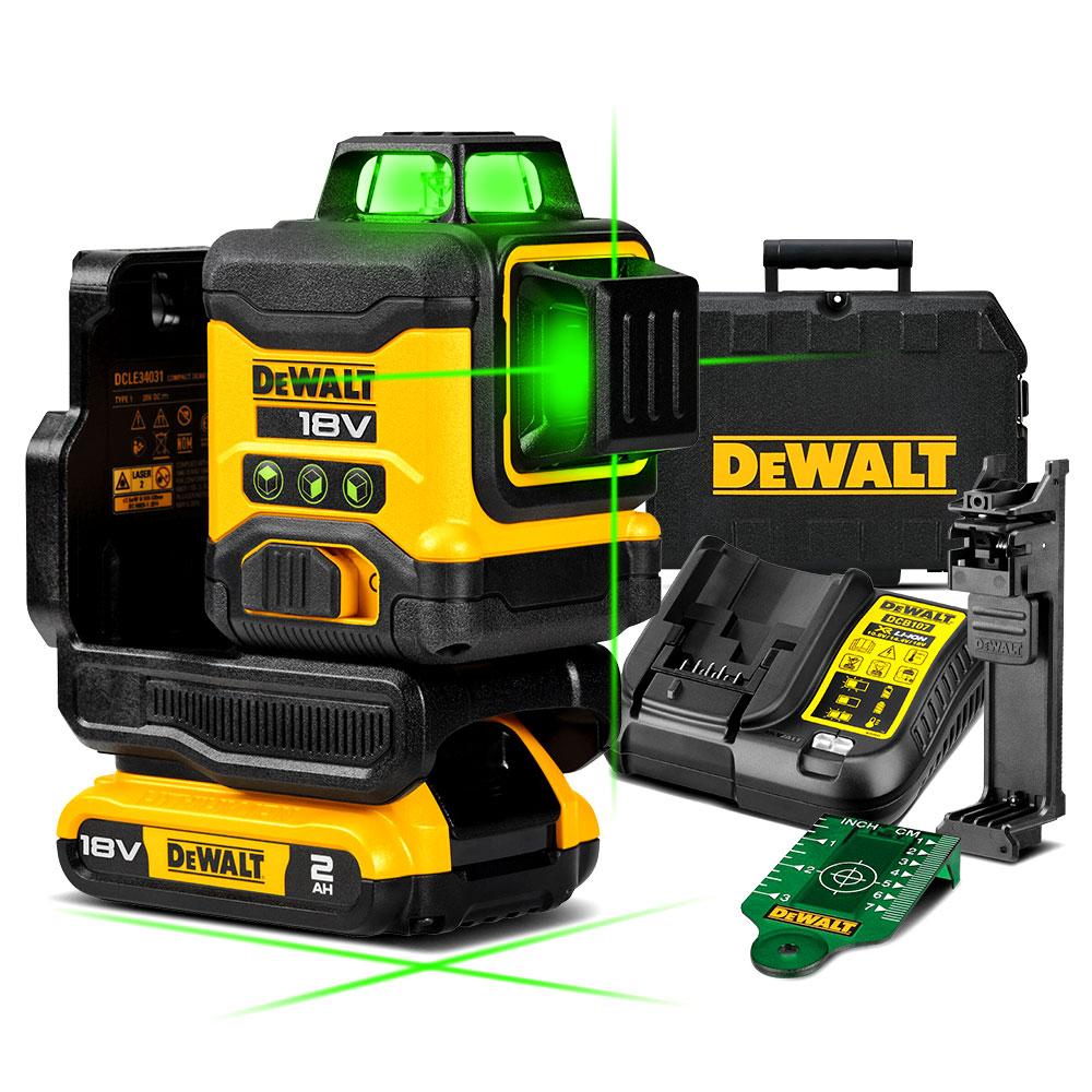 DeWalt aku laserski nivelir DCLE34031D1 18V 1x2,0Ah zelena linija 3x360°