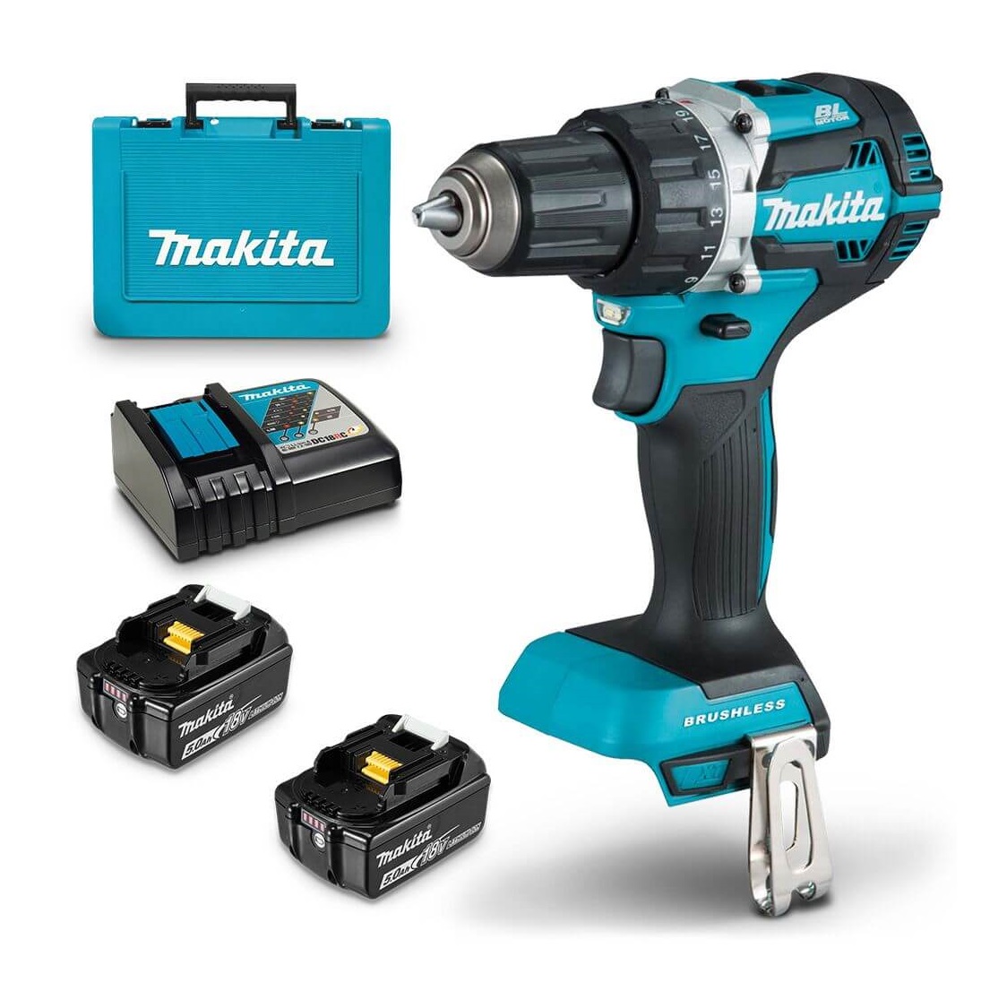 Makita aku bušilica-odvijač DDF484RTE 54Nm 2x18V 5,0Ah