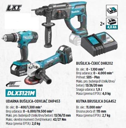 Makita aku set alata DLX3121M 2x4,0Ah - Slika 3
