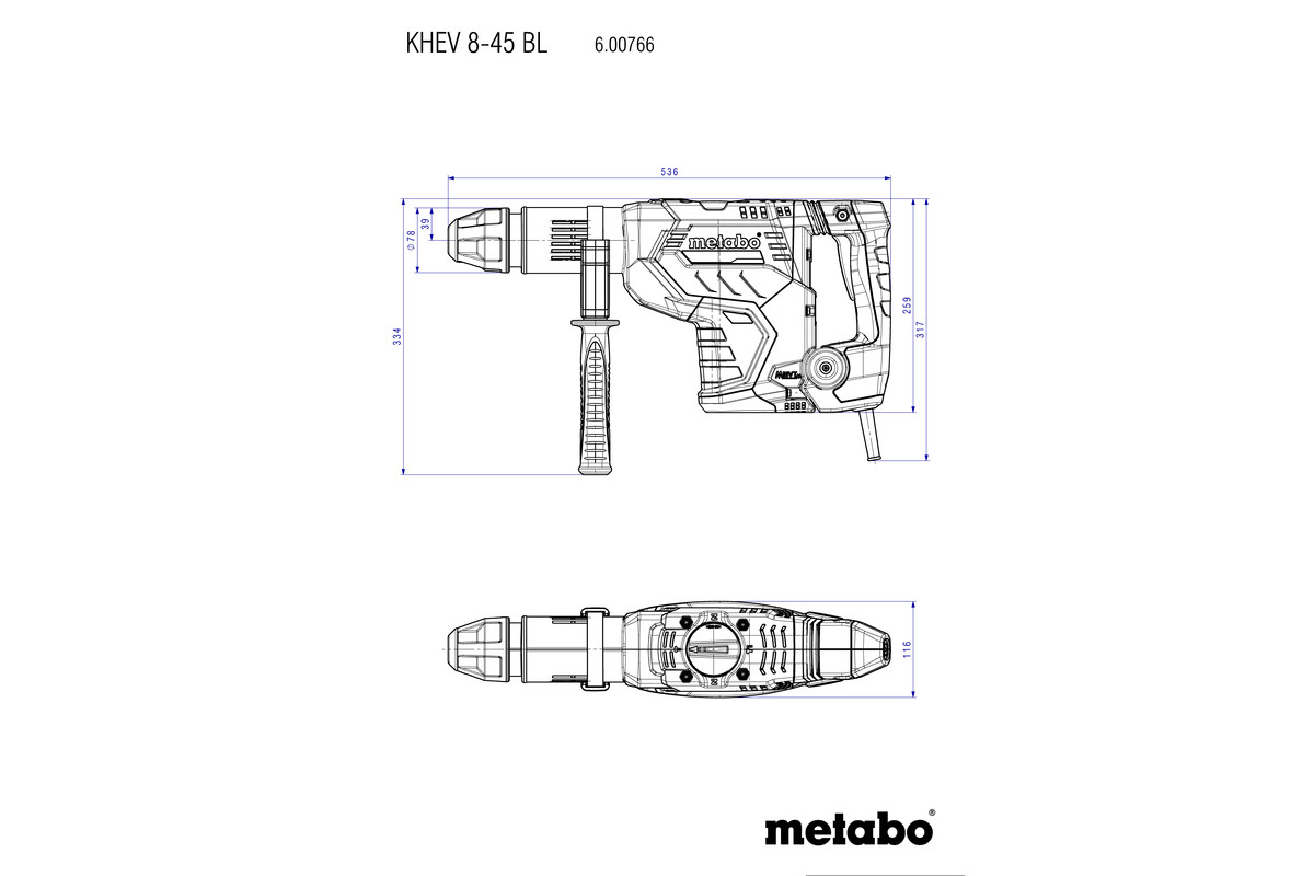 Bušeči čekić METABO KHEV 8-45 SDS-max 12,2J 1500W - Slika 6