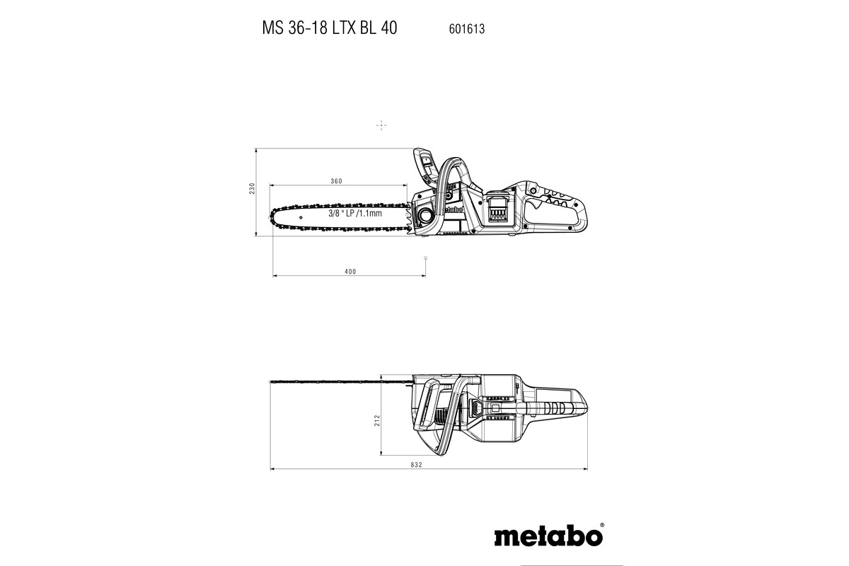 Metabo aku lančana pila MS 36-18 LTX BL 40 - 601613850 - Slika 9