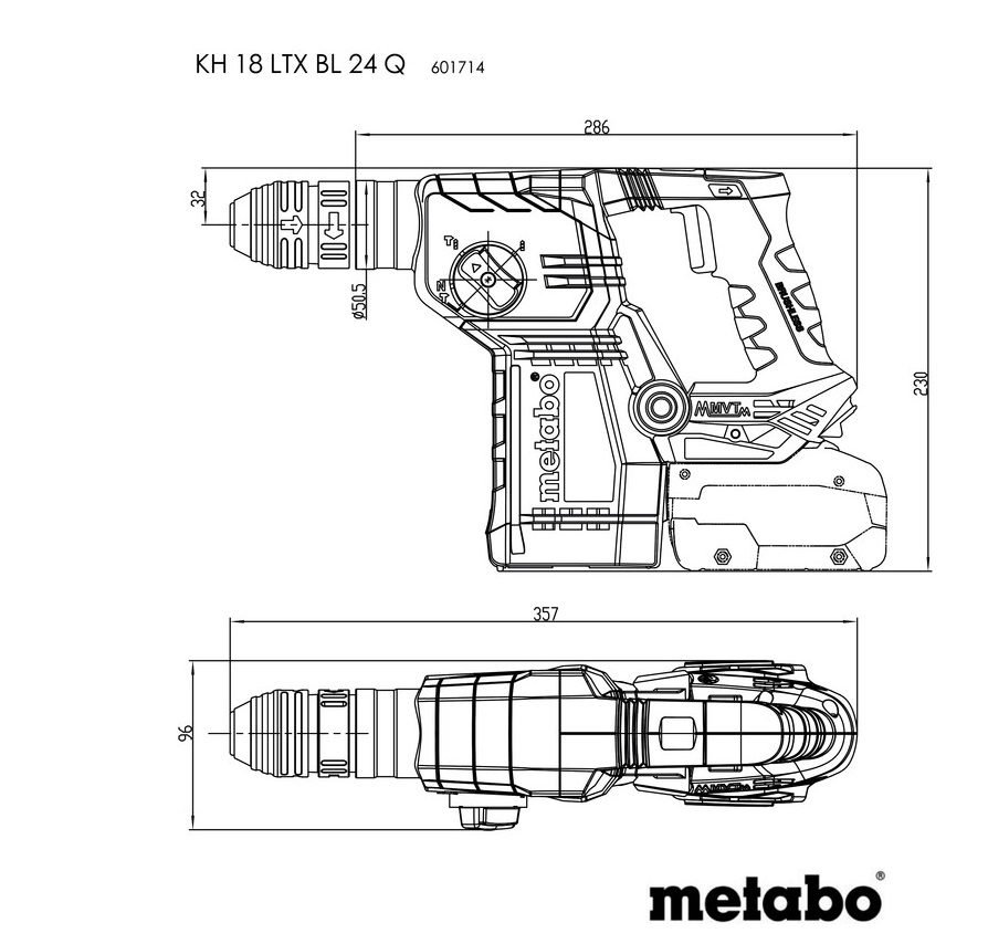 Metabo aku bušači čekić KH 18 LTX BL 24 Q, 2,2J 18V, solo alat - 601714850 - Slika 3