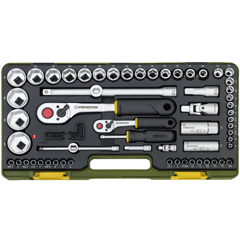 Proxxon industrial set nasadnih ključeva 1/4''+1/2''