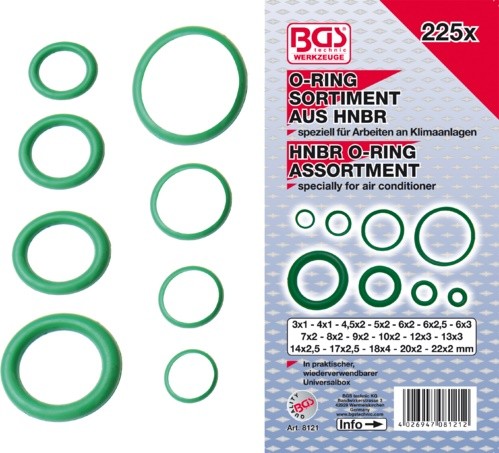 BGS set O-ring HNBR brtvi 3-22mm 225 kom pro+ 8121
