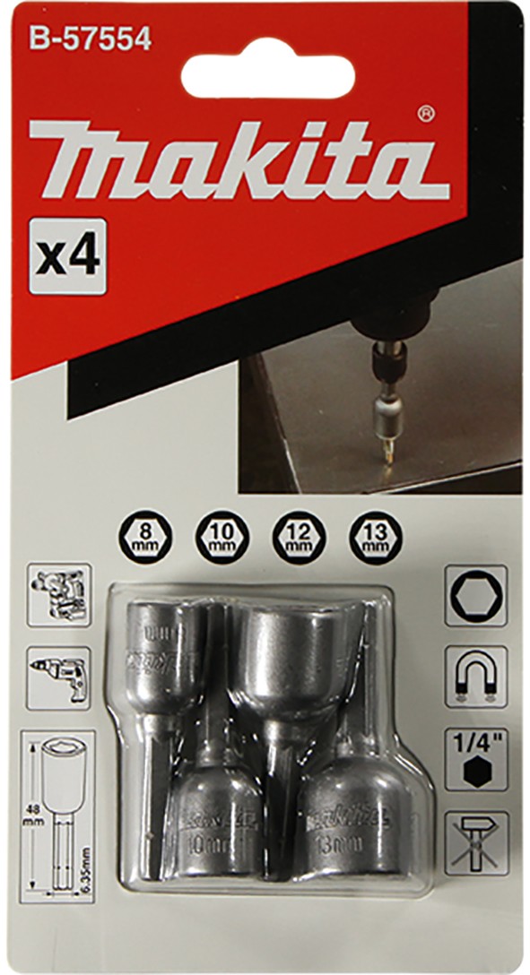 Makita nasadni ključevi 1/4'' set-8,10,12,13mm B-57554 - Slika 2