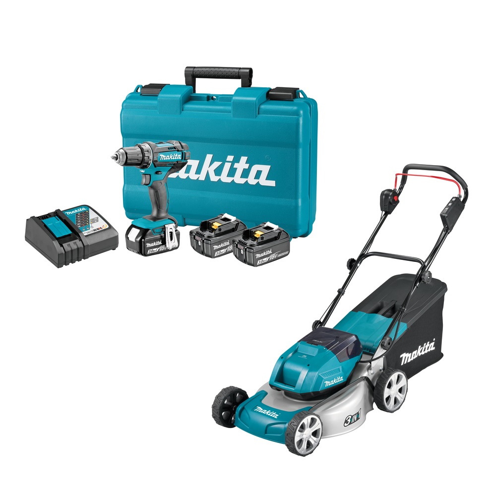Makita aku kosilica 46cm DLM460Z + aku bušilica DDF482RFE3 - Slika 3